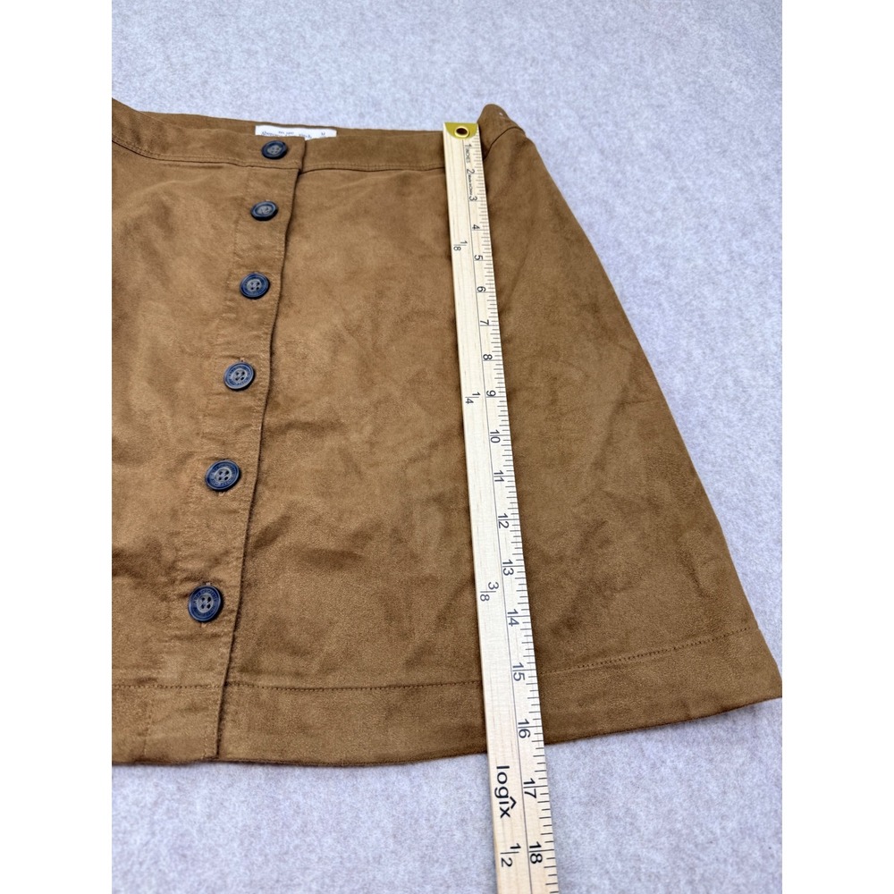 Abercrombie & Fitch Brown Faux Suede Button Front A-Line Mini Skirt Size M - Picture 3 of 7